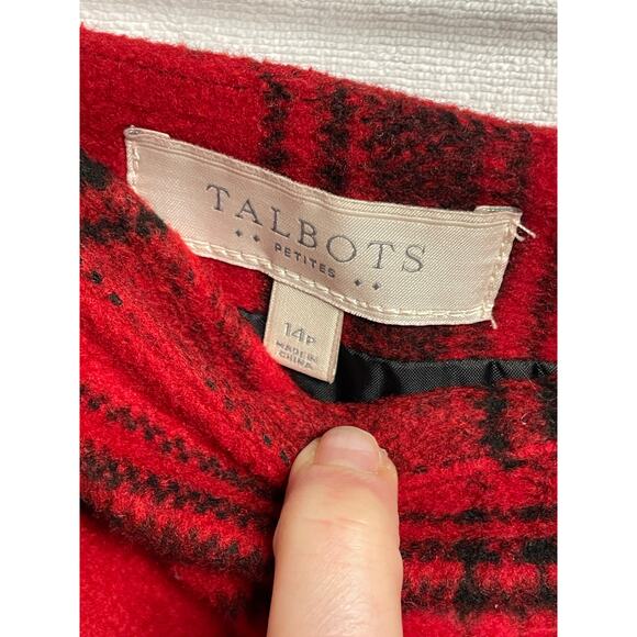Talbots women’s wool skirt‎ red black plaid size 14 Petite lined - Picture 2 of 5